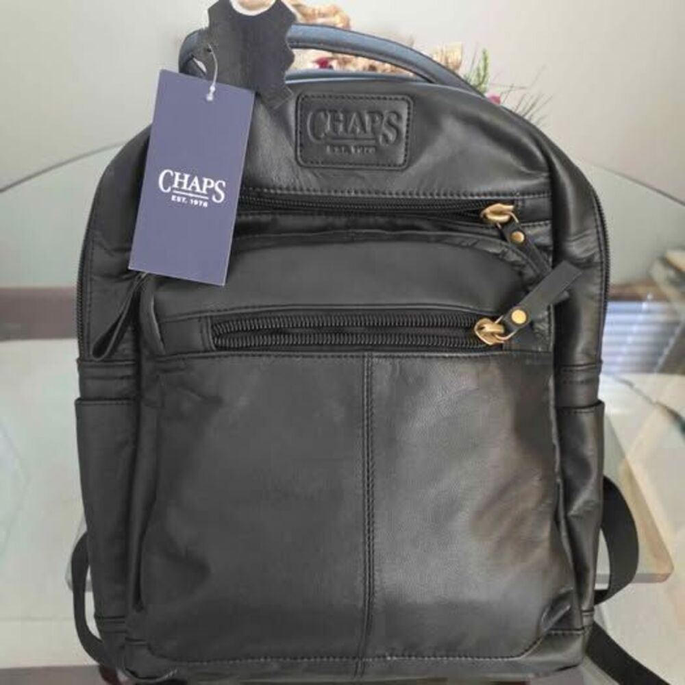 Chaps genuine leather black backpack. Ralph Lauren